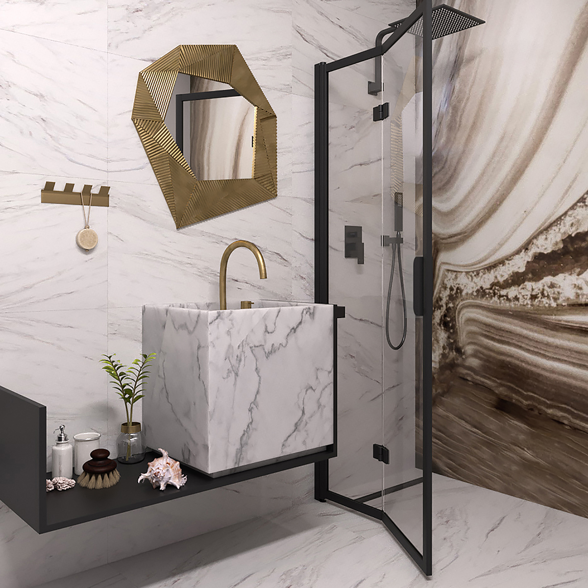 Duschdörr Hietakari Bläk 881 New York Vikbar