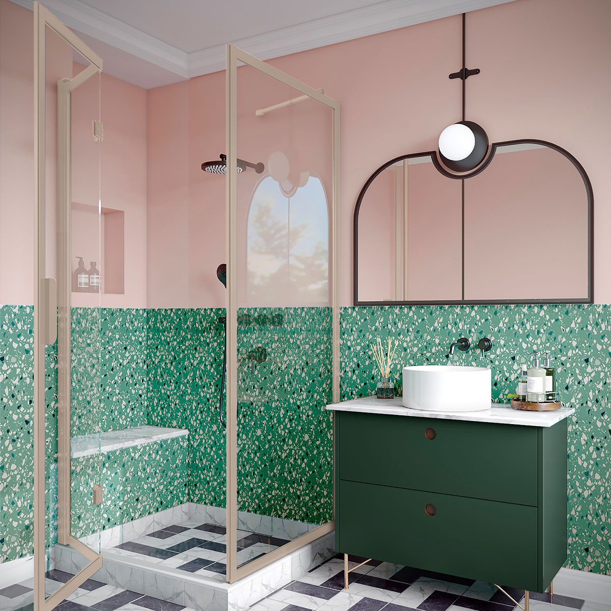 Duschhörn Hietakari Bläk 887 New York Fast Vägg och Vikbara Dörr