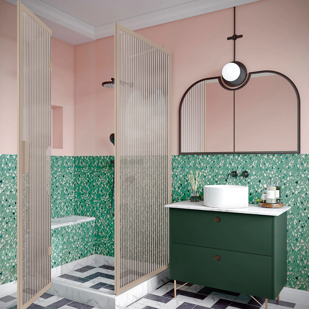 Duschhörn Hietakari Bläk 887 New York Fast Vägg och Vikbara Dörr