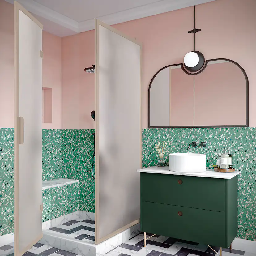 Duschhörn Hietakari Bläk 887 New York Fast Vägg och Vikbara Dörr