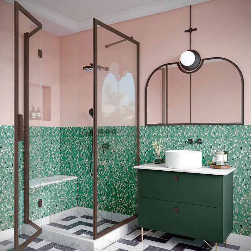 Duschhörn Hietakari Bläk 887 New York Fast Vägg och Vikbara Dörr