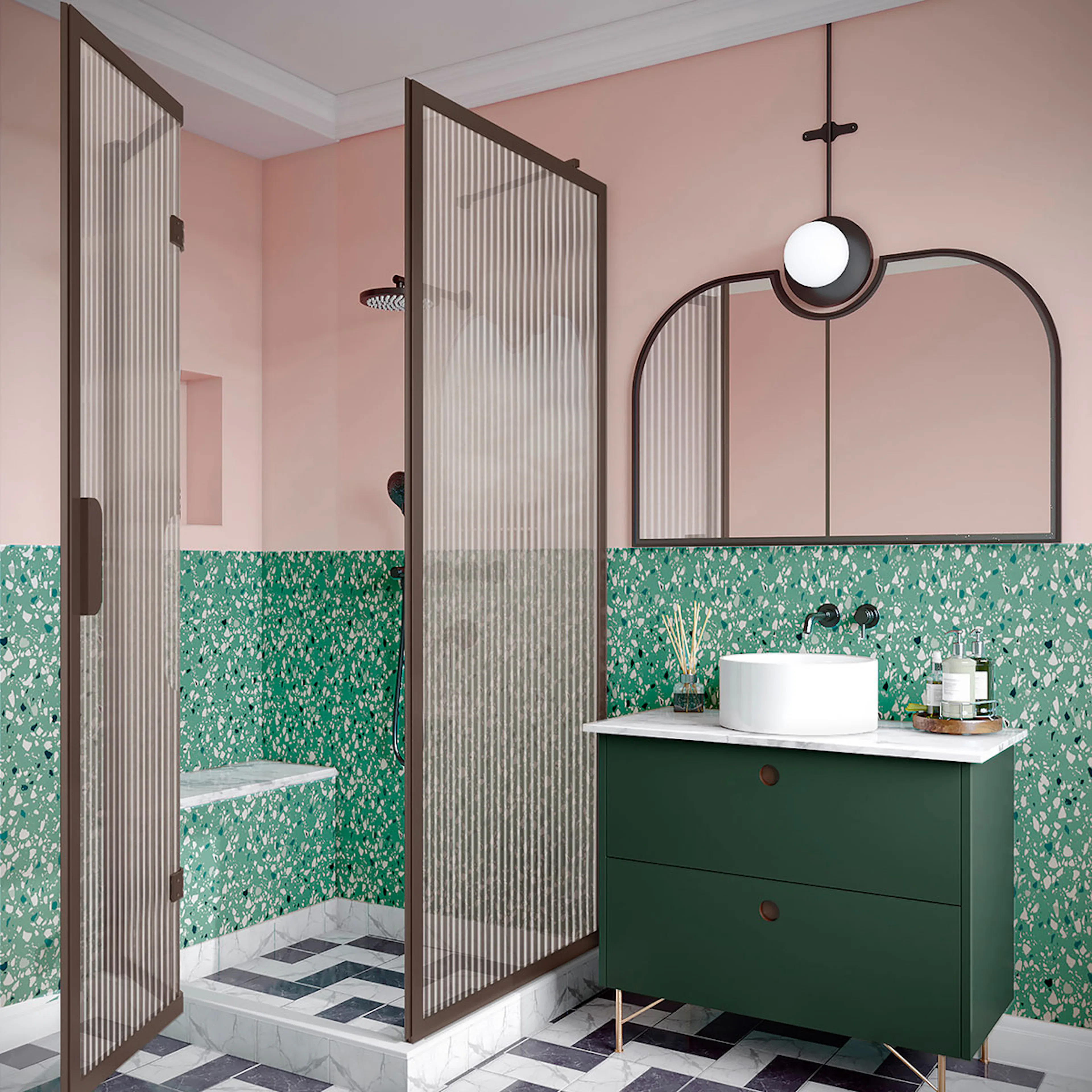 Duschhörn Hietakari Bläk 887 New York Fast Vägg och Vikbara Dörr