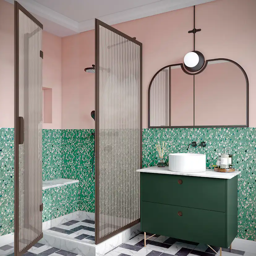 Duschhörn Hietakari Bläk 887 New York Fast Vägg och Vikbara Dörr