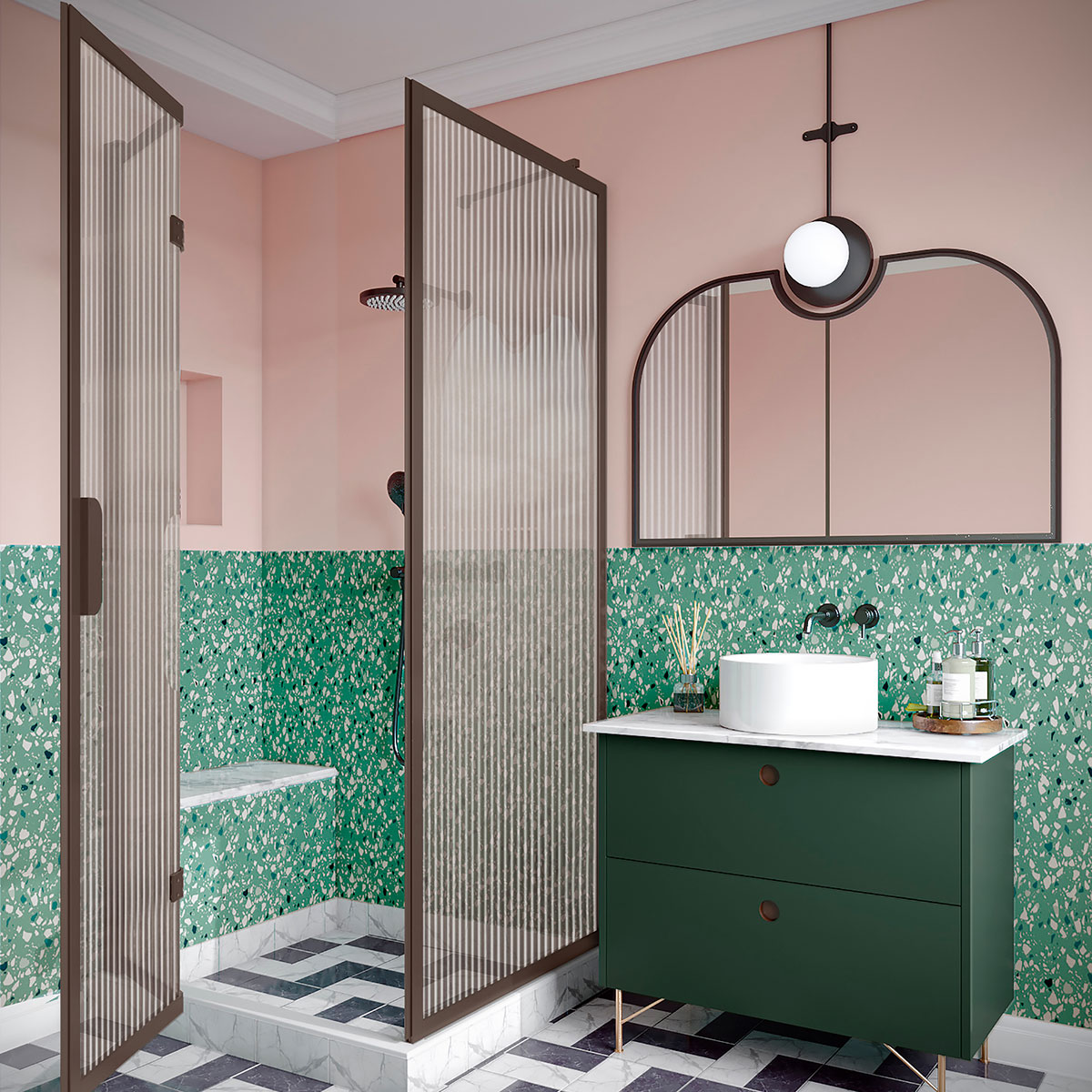 Duschhörn Hietakari Bläk 887 New York Fast Vägg och Vikbara Dörr