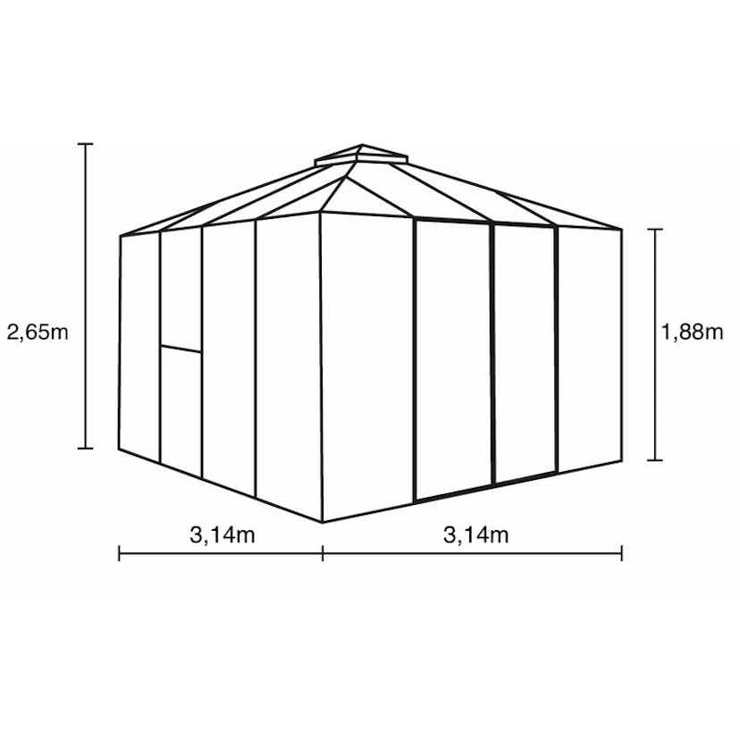 Växthus Vitavia Fortuna Svart Aluminiumstomme med UV-Skyddade Polykarbonatfönster & Härdat Glas, 10,2 m²