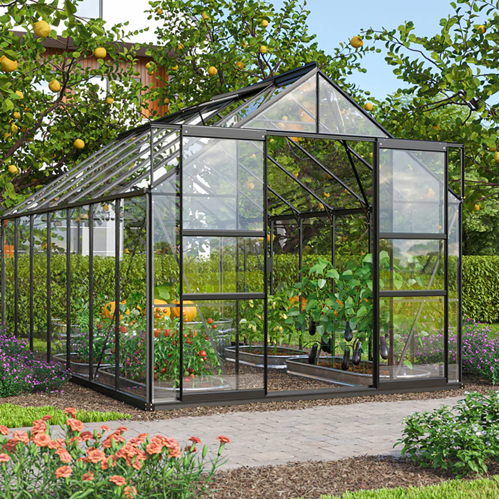 Växthus Vitavia Mars 11500 3mm Härdat Glas Svart Med Sockel