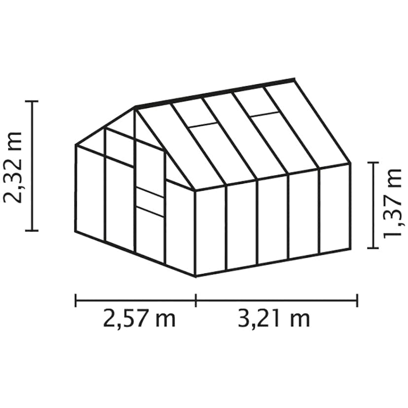 Växthus Vitavia Merkur 8300 3mm Härdat Glas Svart Med Sockel