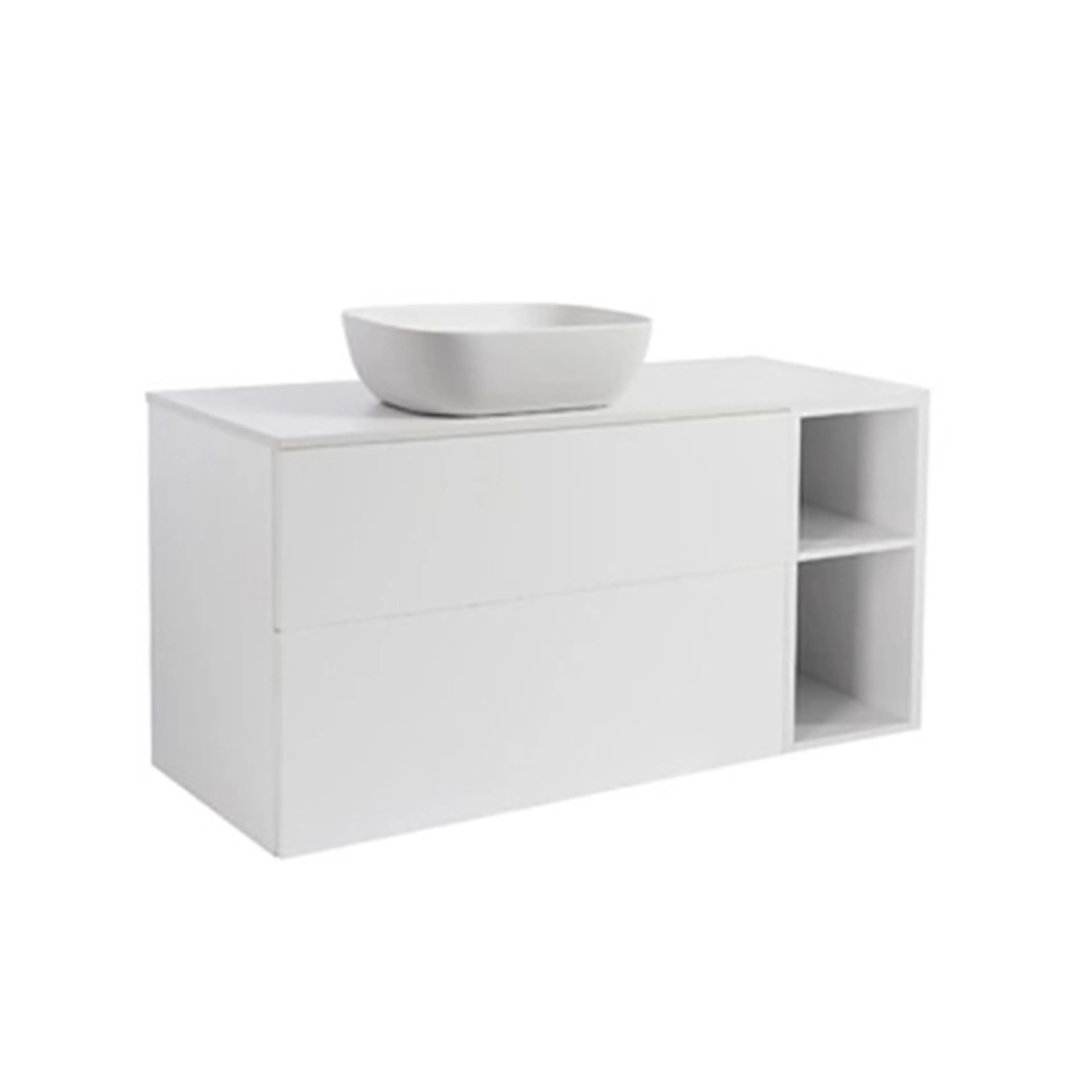 Tvättställsskåp Alterna Isella med Öppen Förvaring, Bänkskiva och Ovanpåliggande Tvättställ