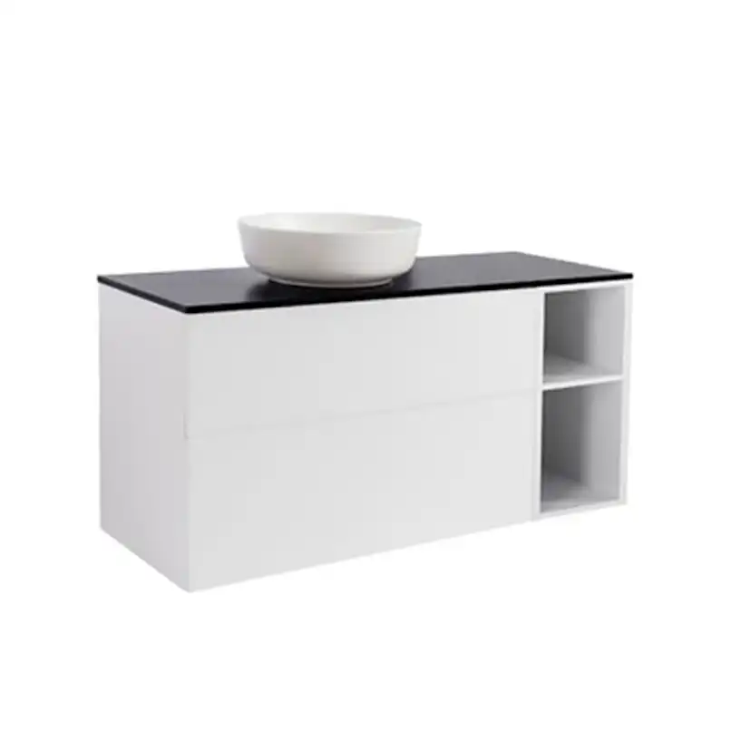 Tvättställsskåp Alterna Isella med Öppen Förvaring, Bänkskiva och Ovanpåliggande Tvättställ