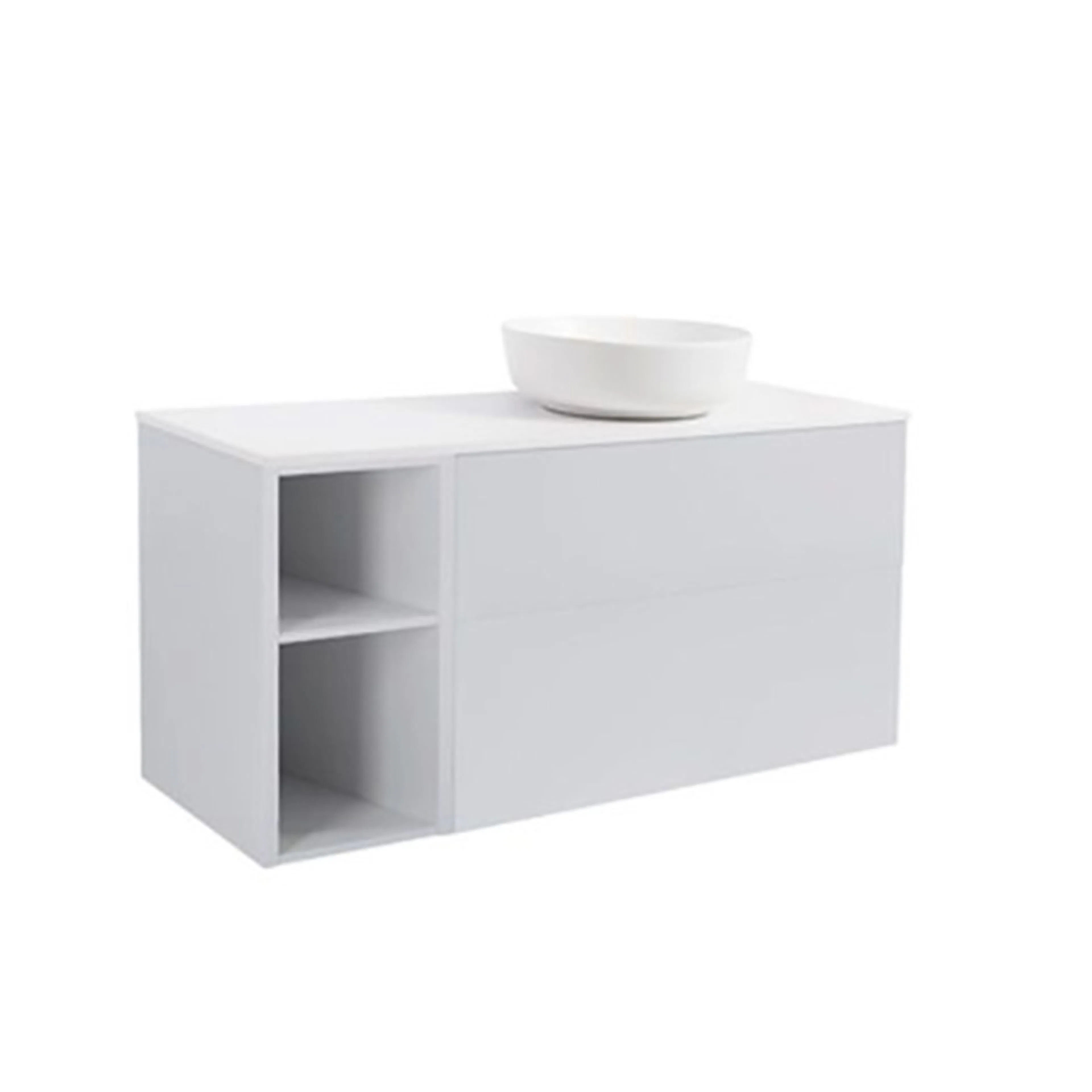 Tvättställsskåp Alterna Isella med Öppen Förvaring, Bänkskiva och Ovanpåliggande Tvättställ