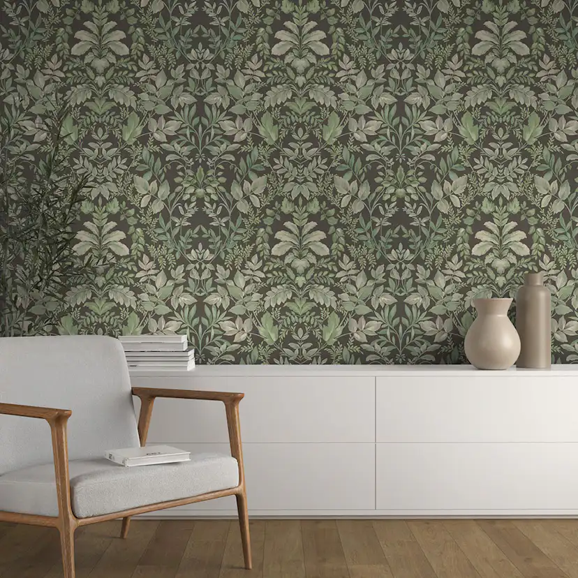 Tapet Holden The Lost Gardens Tavira Charcoal Green 91693