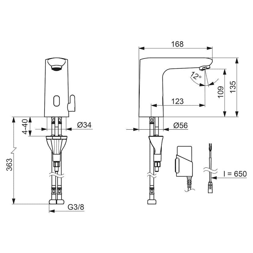 Tvättställsblandare Oras Electra 9260FZ med Bluetooth Beröringsfri