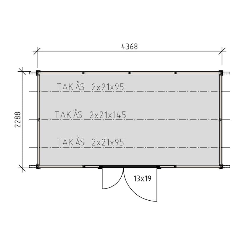 Förråd Vibostugan Finnstorp 10m² Redskapsbod i Trä med Sadeltak