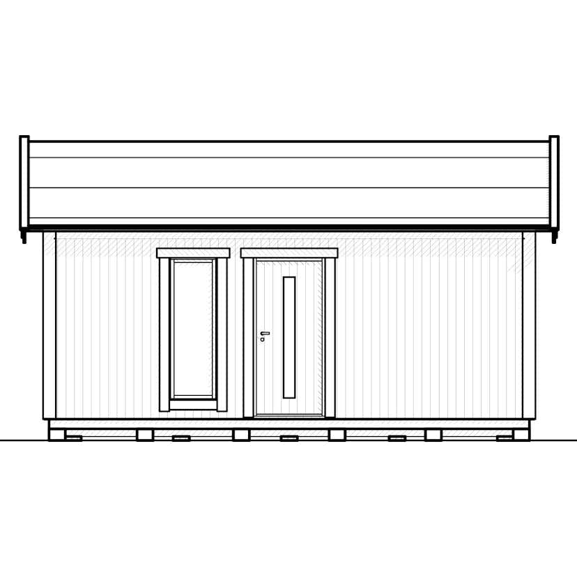 Attefallshus Vibostugan Njuta 25-3 24,3 m² Trähus med Sadeltak