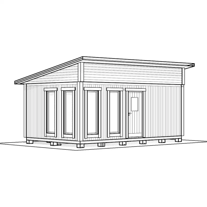 Attefallshus Vibostugan Njuta Funkis 25-4 24,3 m² Trähus