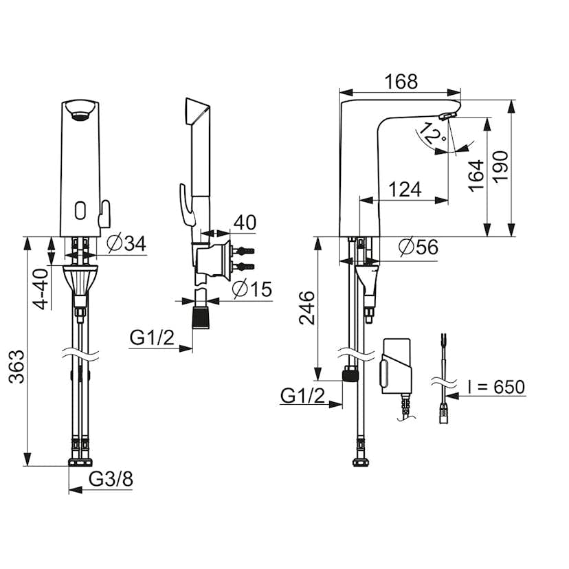 Tvättställsblandare Oras Electra 9362FZ med Bluetooth Beröringsfri och Handdusch