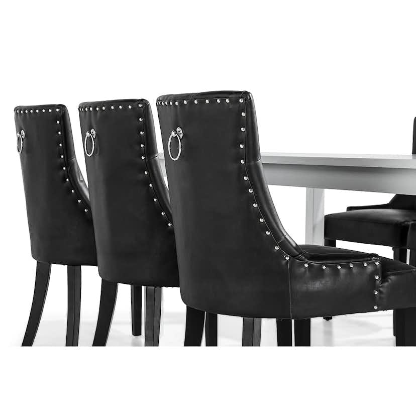 Matgrupp In Living Jasmin 180 cm med 6 Tuva Fåtölj Vit/Svart