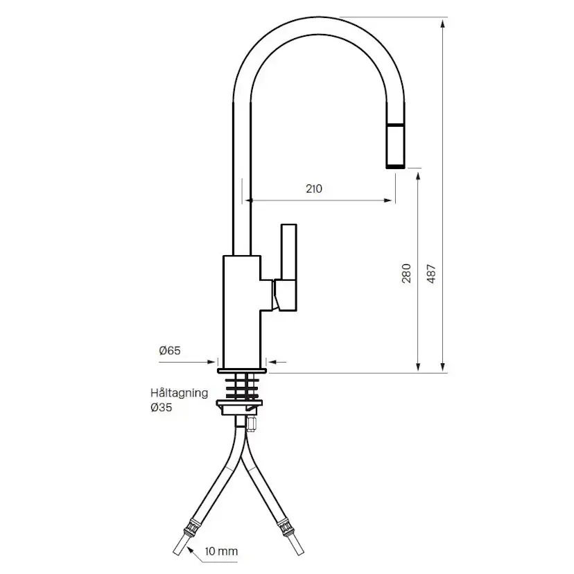 Köksblandare Tapwell Arman ARM185 Utdragbar Pip med Svart Handtag