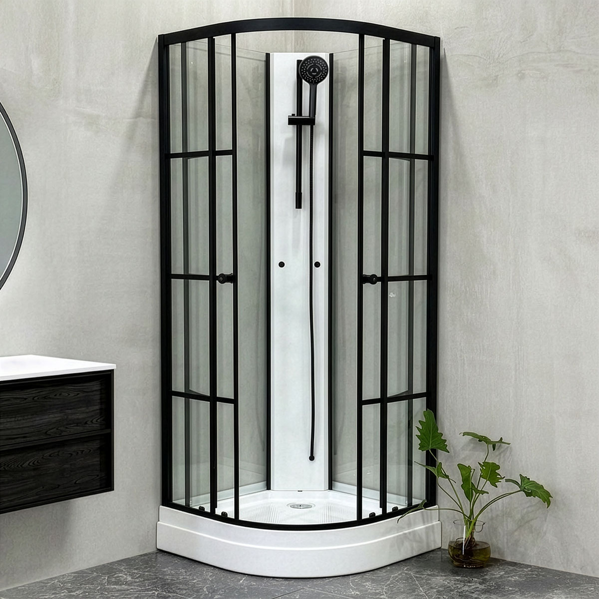 Duschkabin Bathlife Betrakta 80x80 Svart/Vit