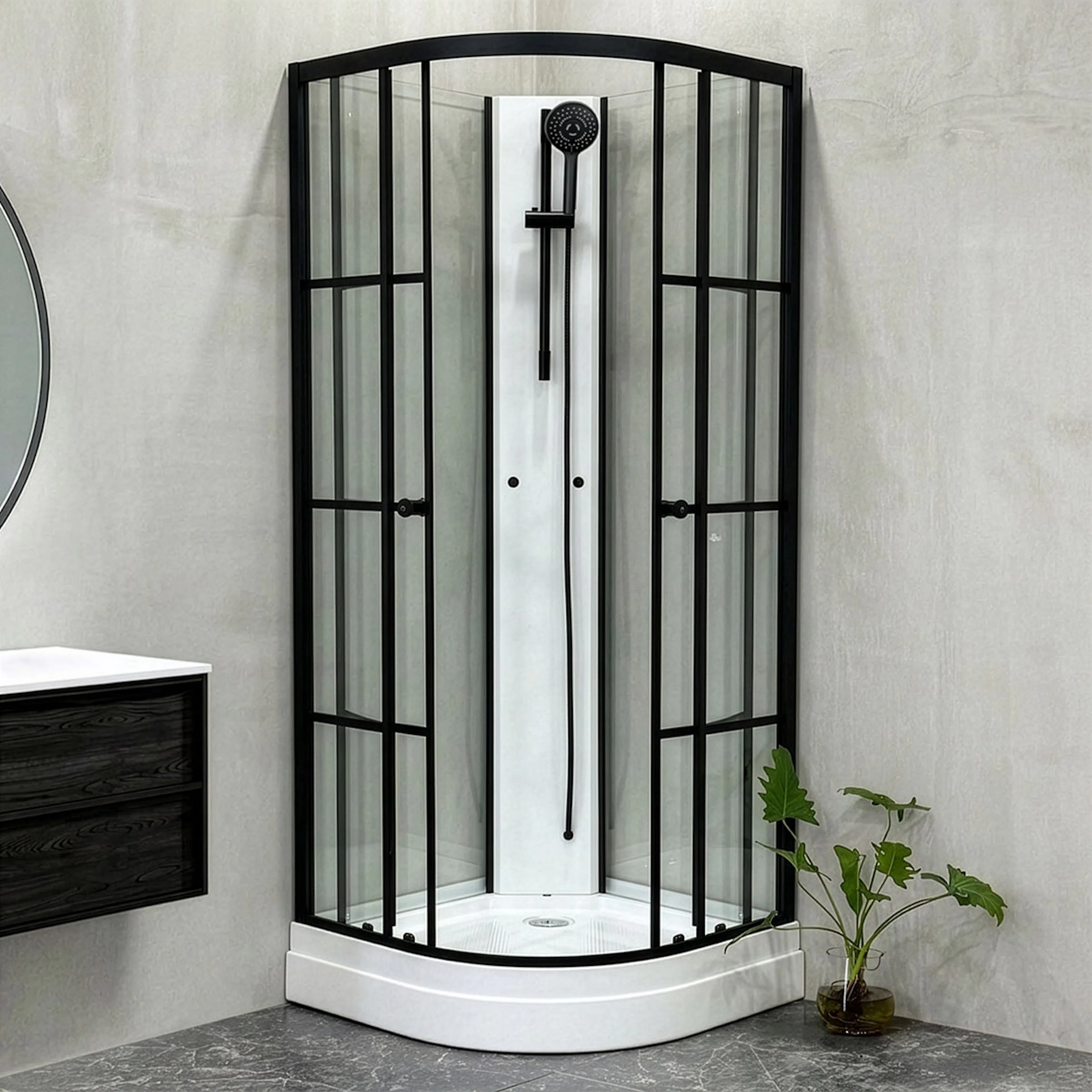 Duschkabin Bathlife Betrakta 90x90 Svart/Vit