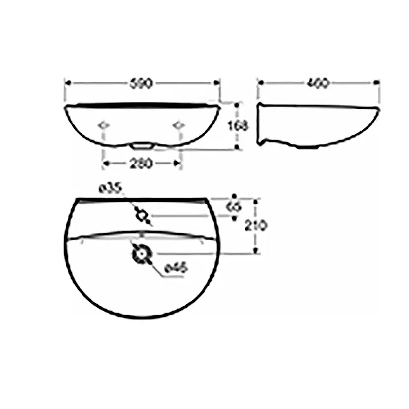 Tvättställ Ifö Spira 600 mm Runt Utan Kranhål
