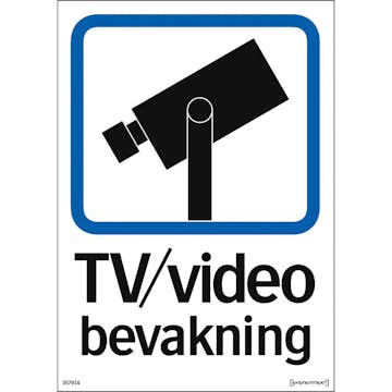 Skylt Systemtext Tv/videobevakning 210x297 mm Plast