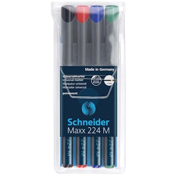 Märkpenna Schneider Maxx 224 Sv/B/R/Gr 4-Pack