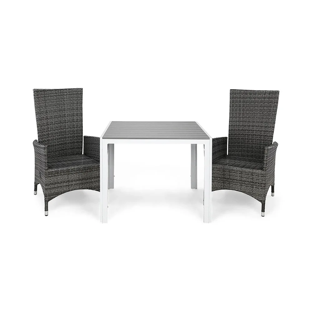 Matgrupp Utomhus Comfort Garden Tunis 90 med 2 Ställbara Utefåtöljer Jenny