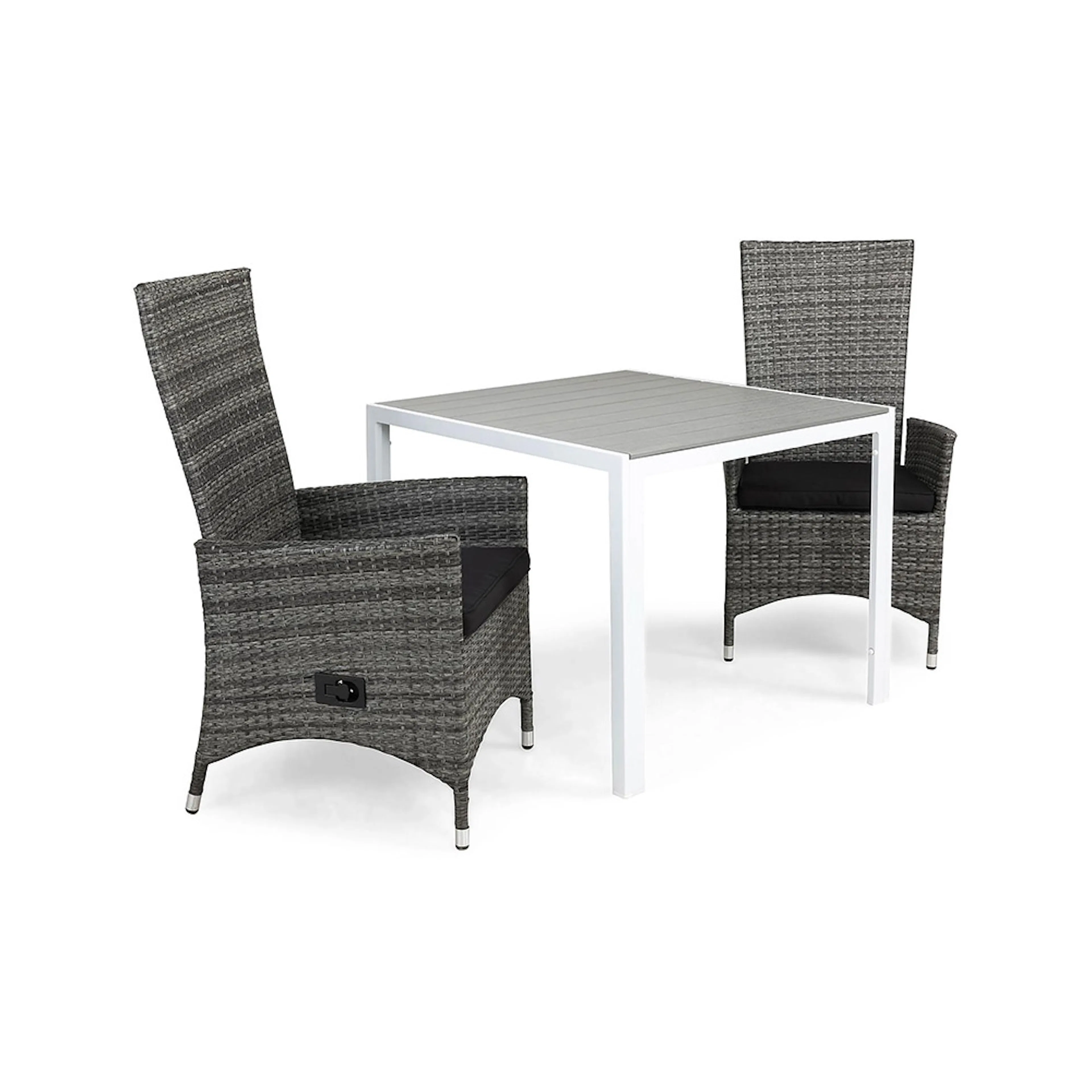 Matgrupp Utomhus Comfort Garden Tunis 90 med 2 Ställbara Utefåtöljer Jenny