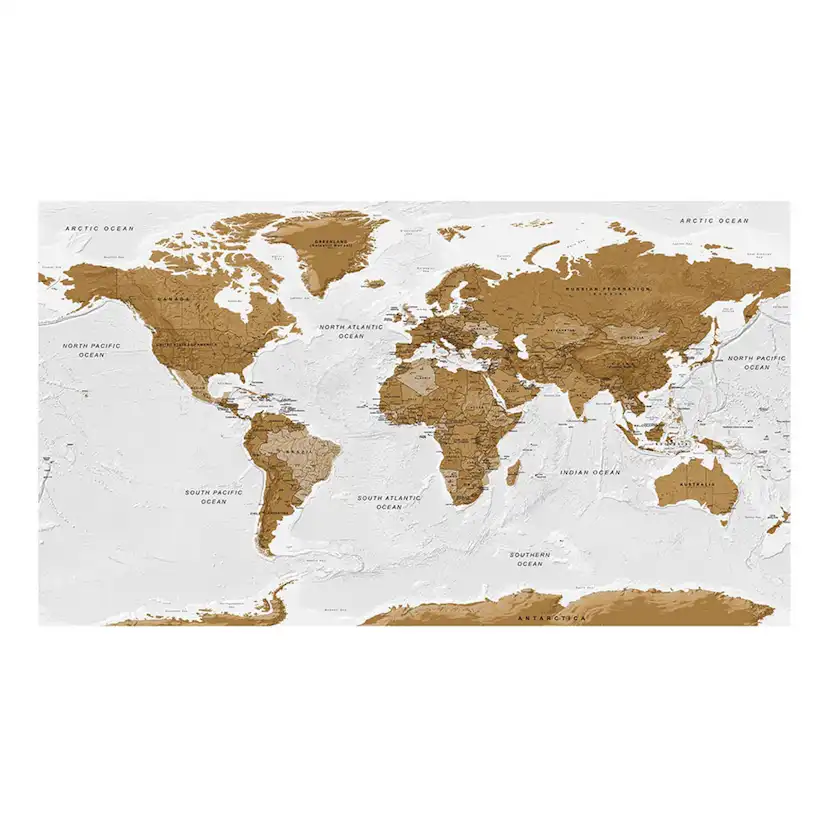 Fototapet Arkiio Självhäftande World Map White Oceans II 490x280