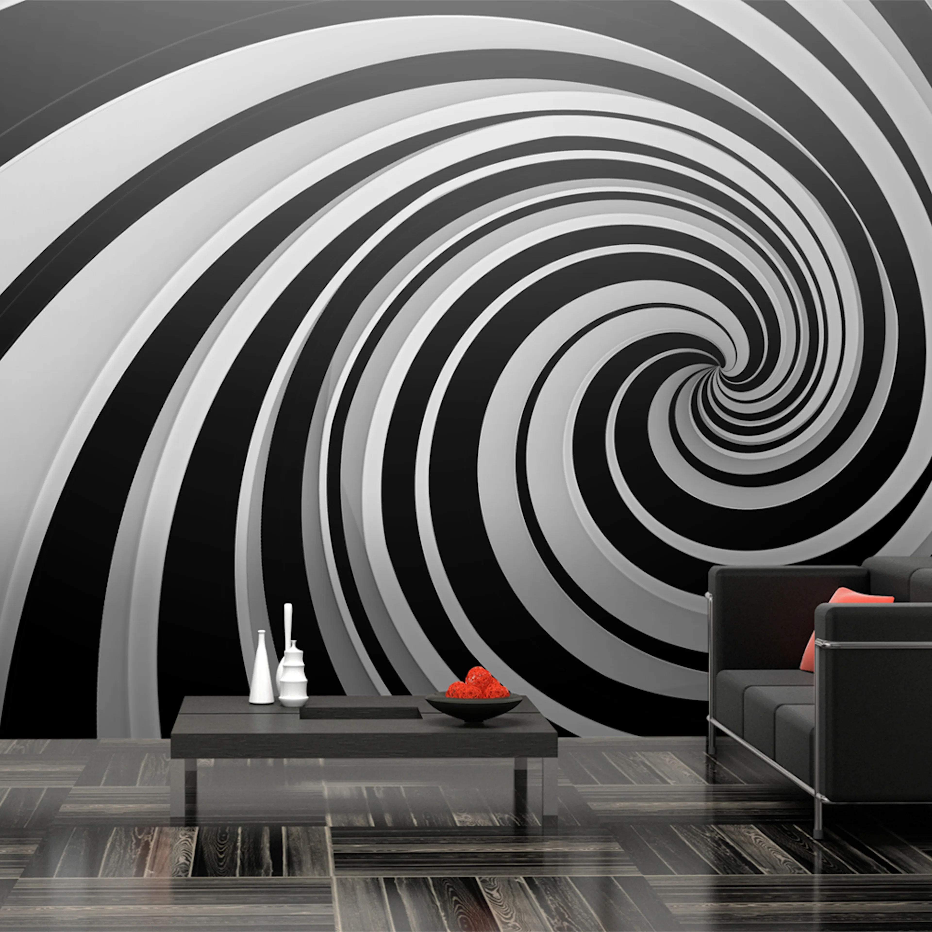 Fototapet XXL Arkiio Black and white swirl 550x270 cm