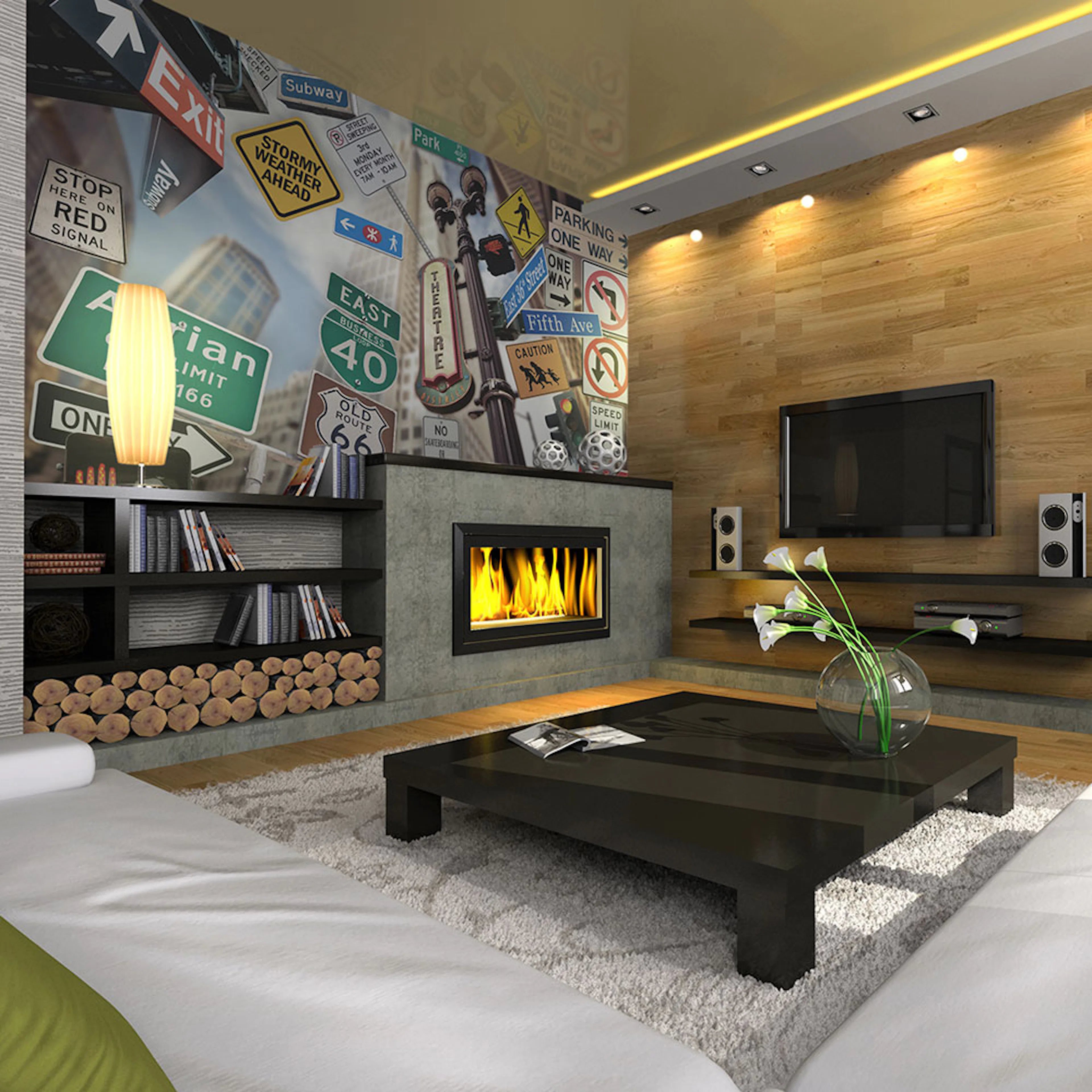 Fototapet Arkiio Nyc Tecken På En Färgad Bakgrund