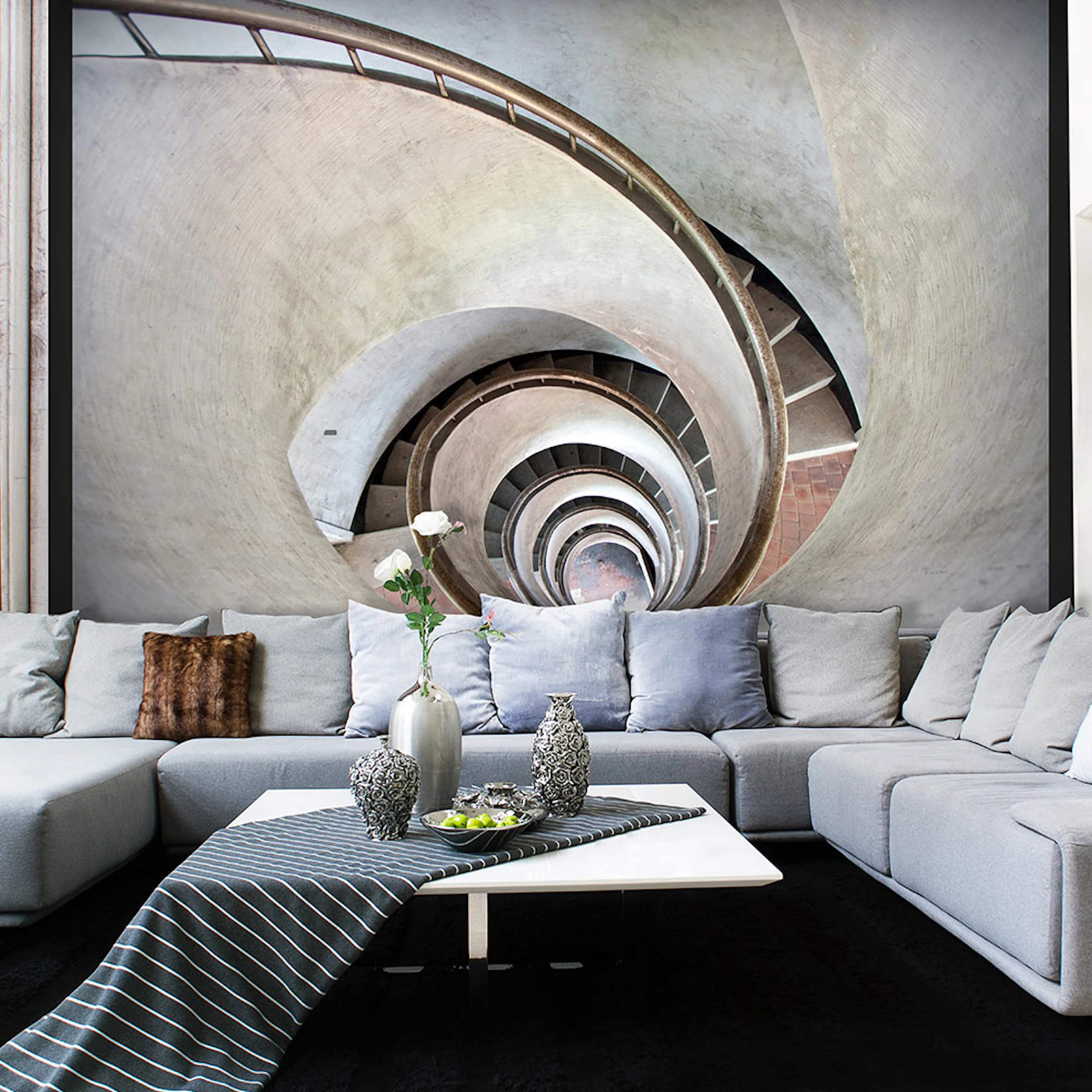 Fototapet Arkiio White Spiral Stairs