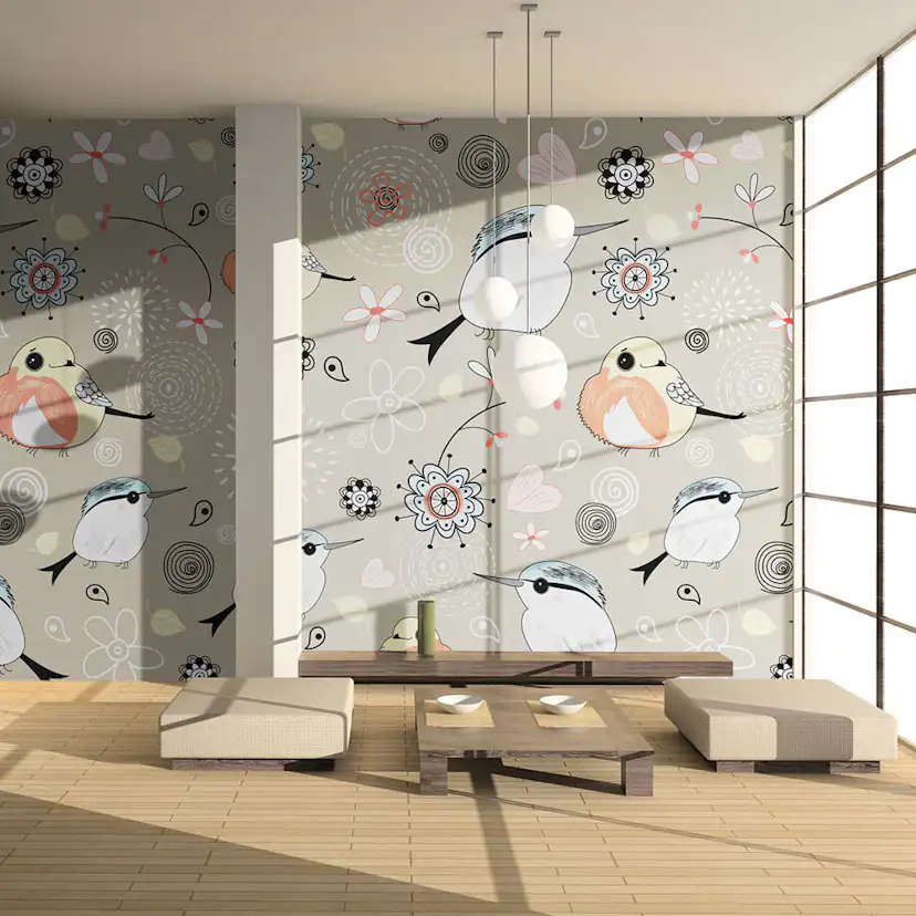 Fototapet Arkiio Naturlig Mönster Med Fåglar