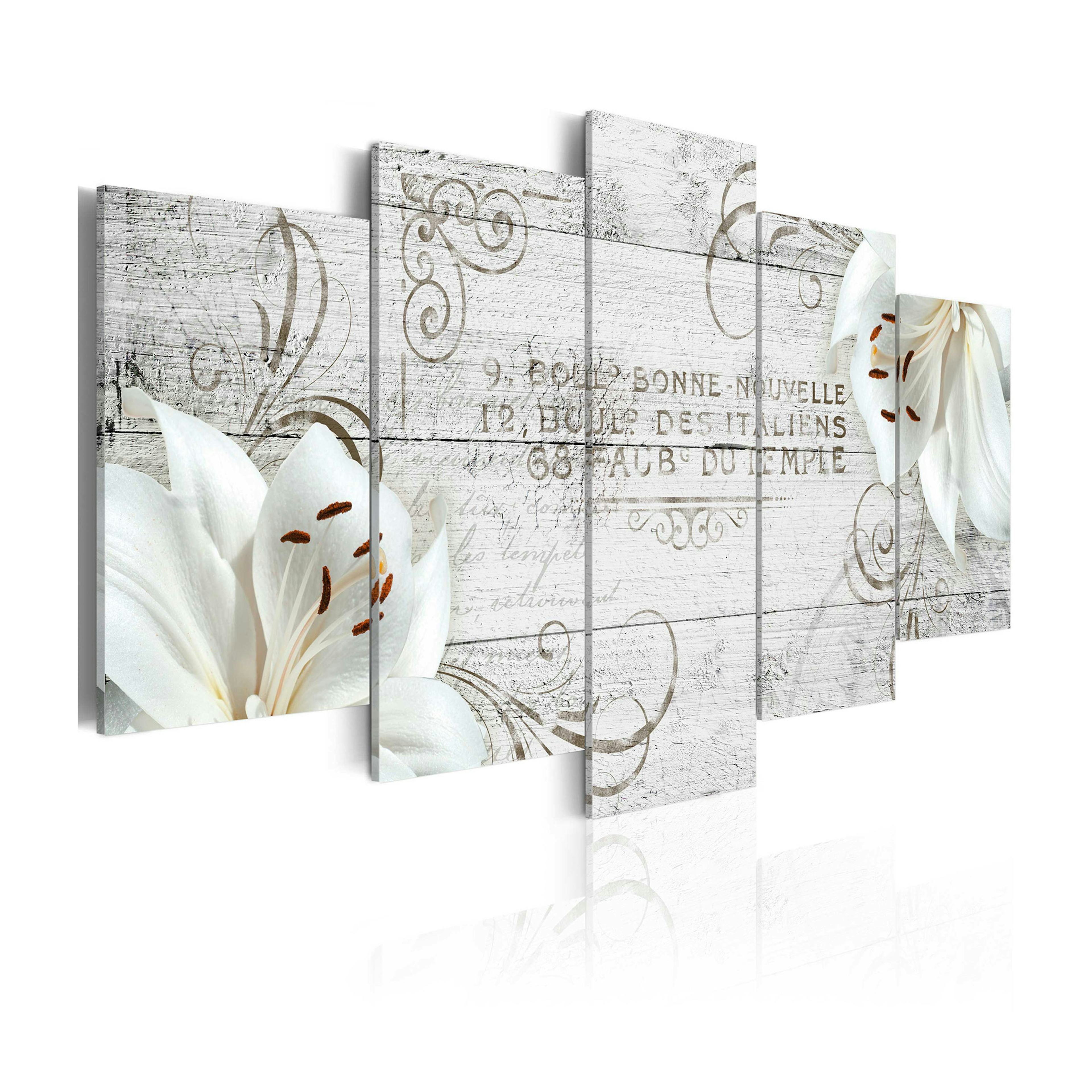 Tavla Arkiio White Lilies On Wood