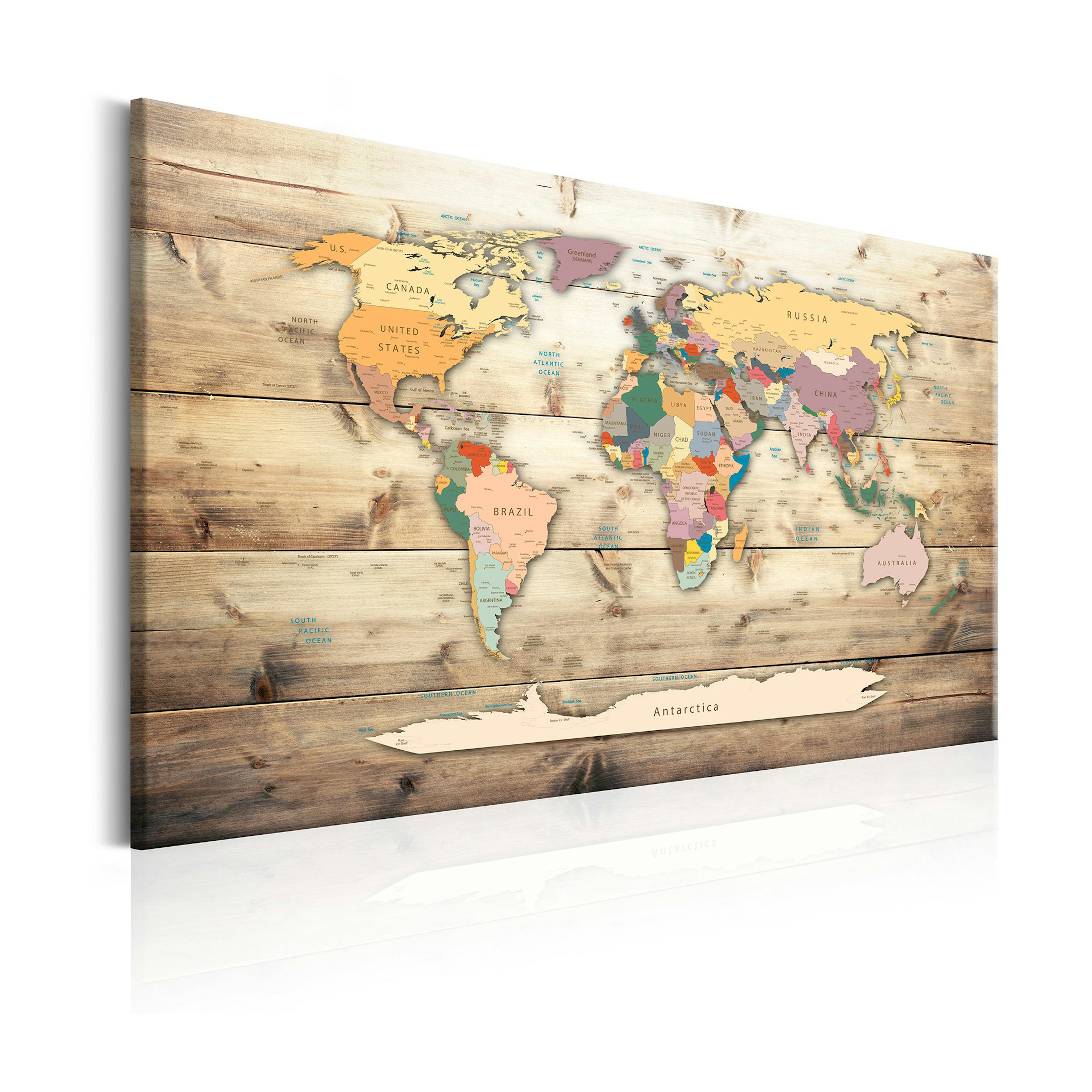 Tavla Arkiio World Map Colourful Continents