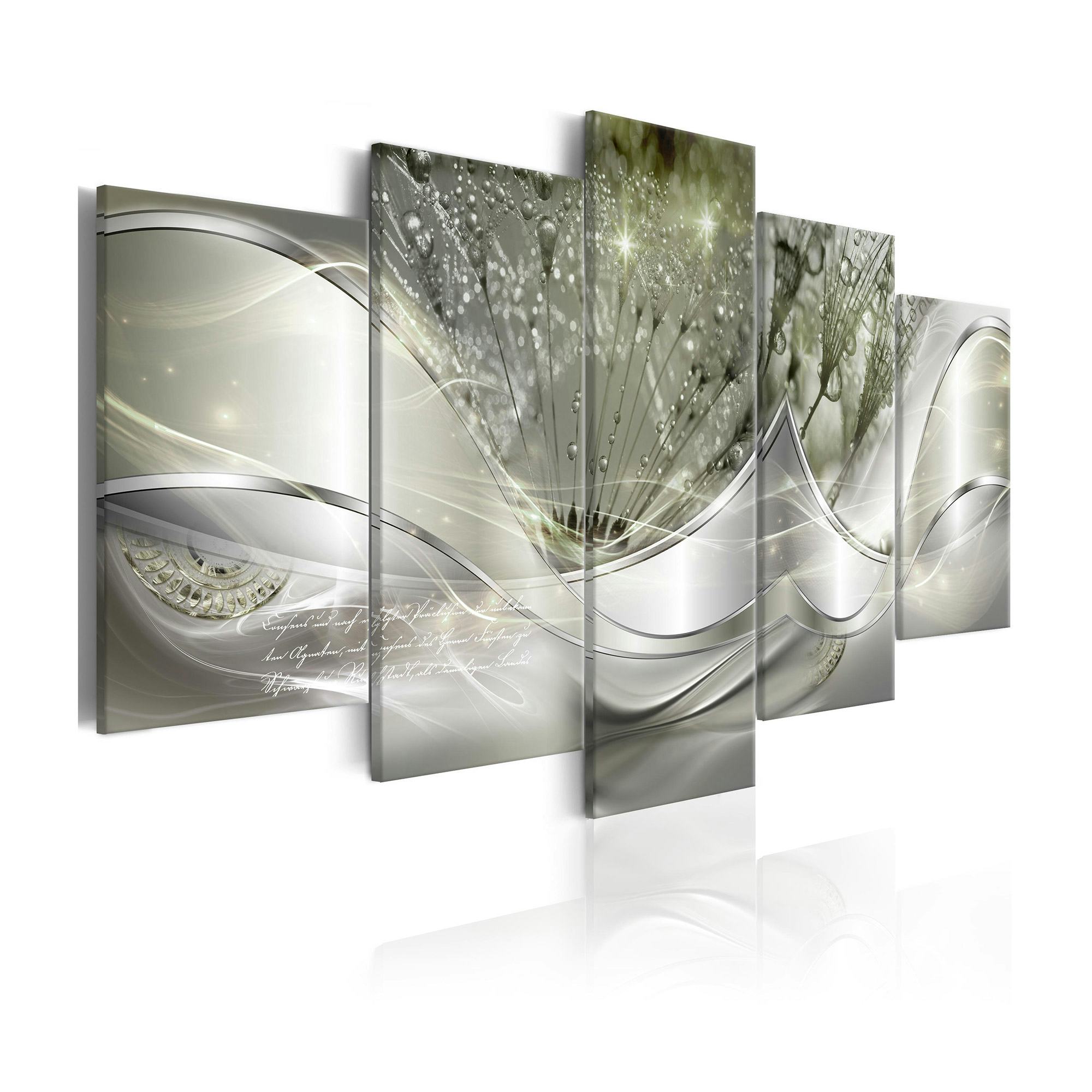 Tavla Arkiio SparklIng Dandelions Green Wide 5 delar