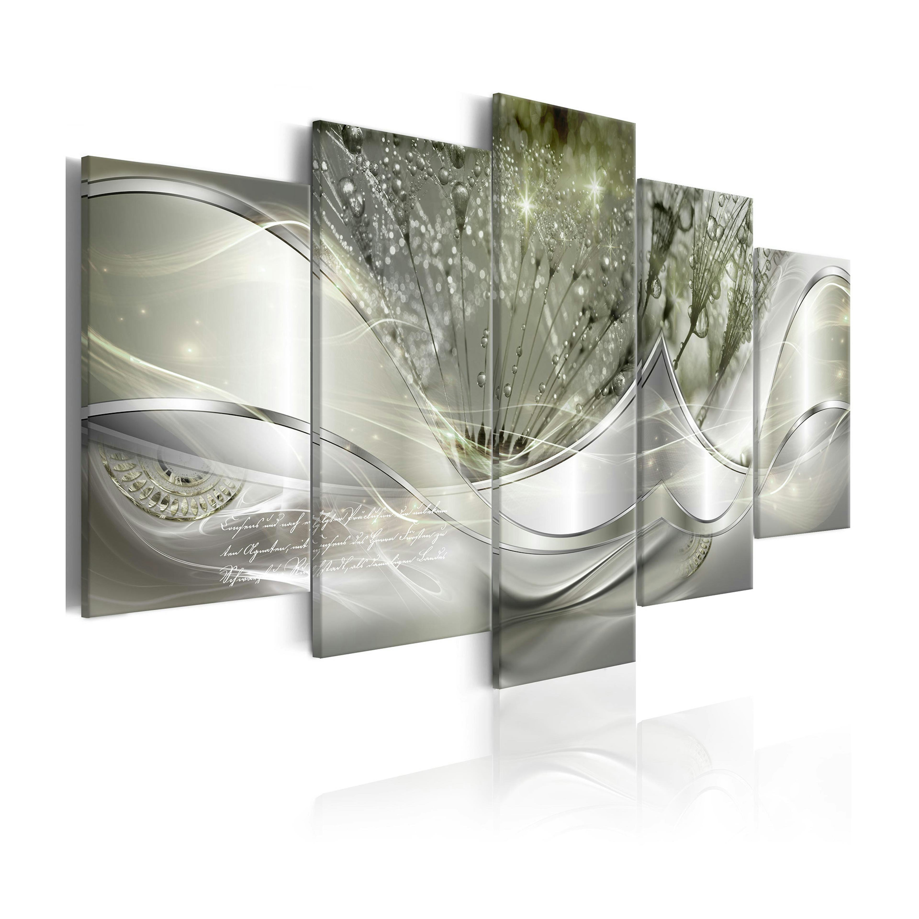 Tavla Arkiio SparklIng Dandelions Green Wide 5 delar