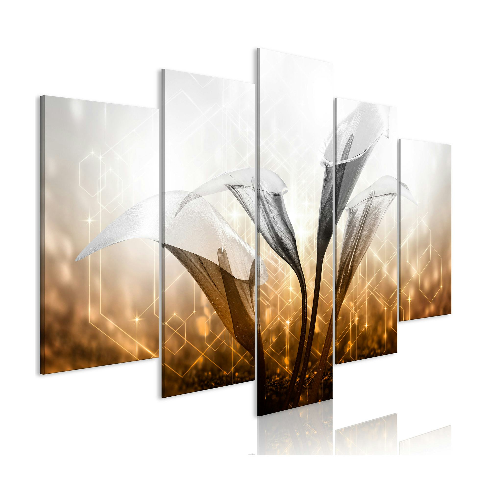 Tavla Arkiio Floral Quartet Wide Golden 5 delar