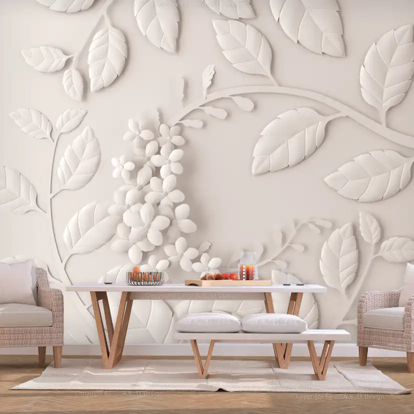 Fototapet Arkiio Paper Flowers Cream