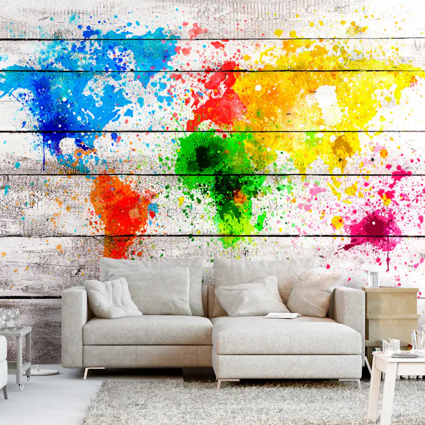 Fototapet Arkiio Självhäftande World Map Colourful Blot