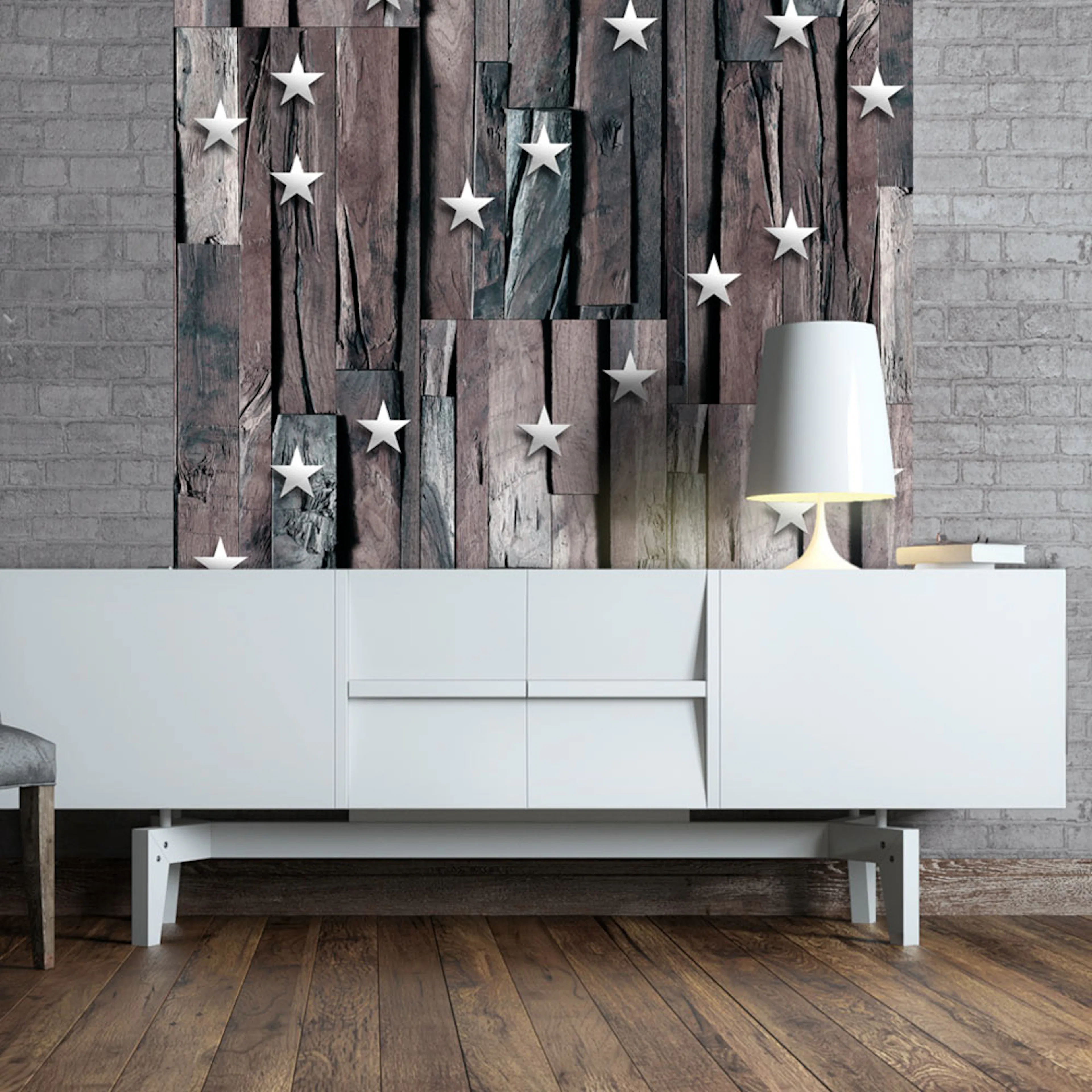 Fototapet Arkiio Stars on Wood 50x1000 cm