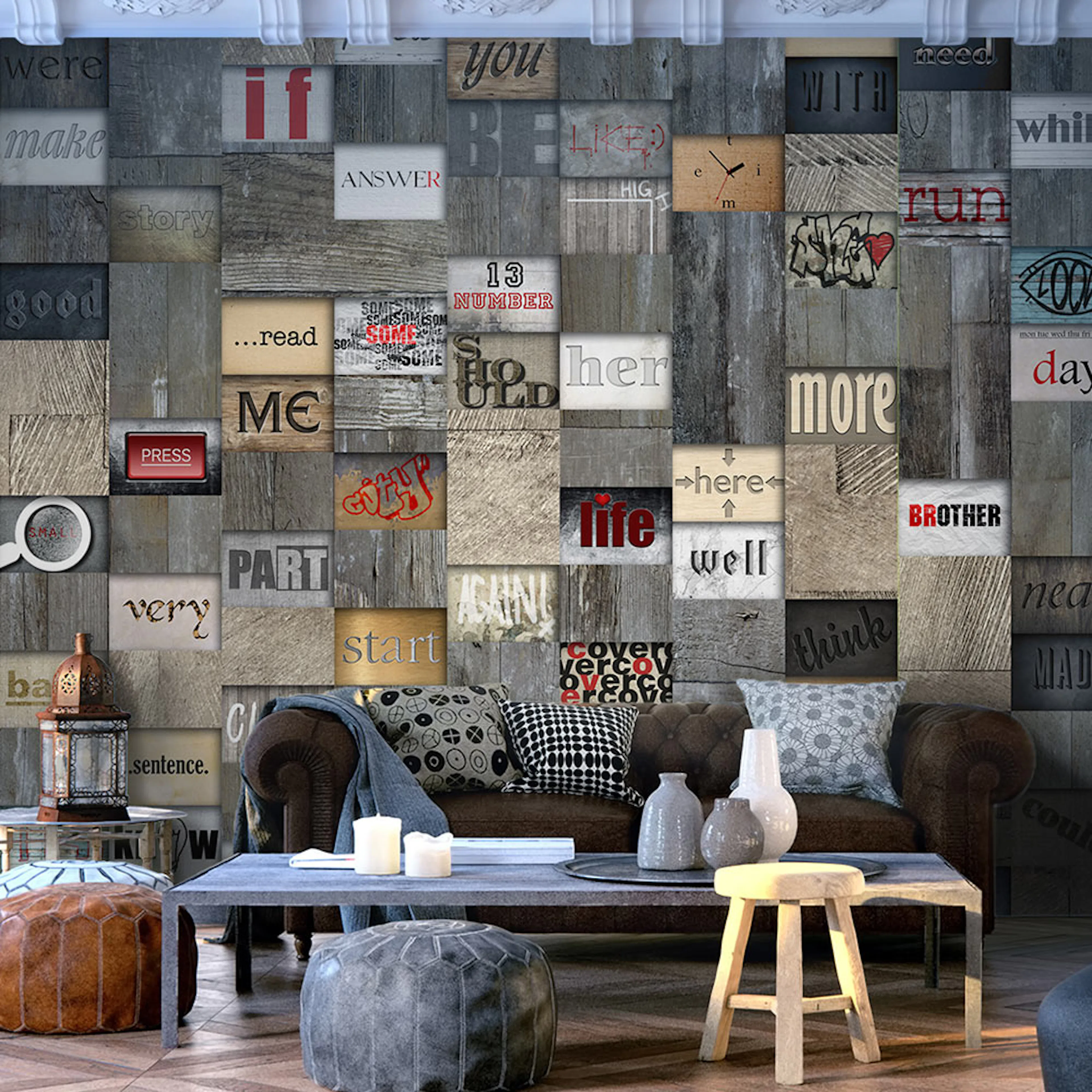 Fototapet Arkiio Wooden Inscription 50x1000 cm