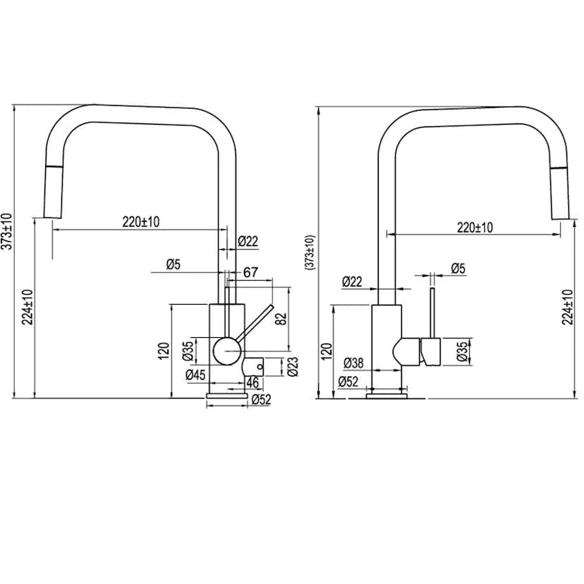 Köksblandare Scandtap Steel Accent Square med Utdragbar Pip