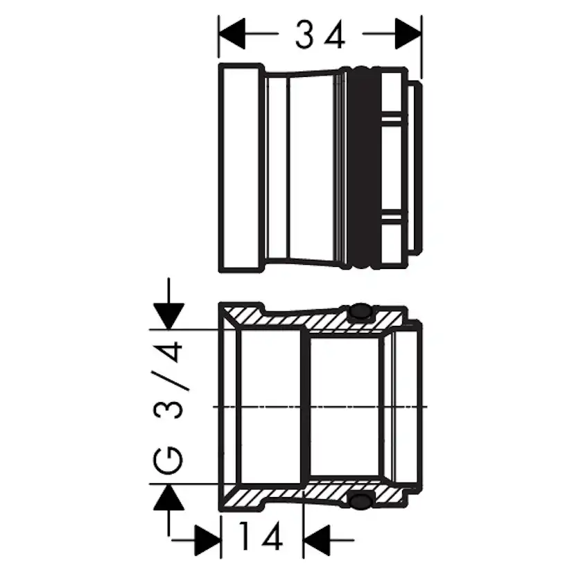 Adaptrar Hansgrohe G 3/4 för Renovering
