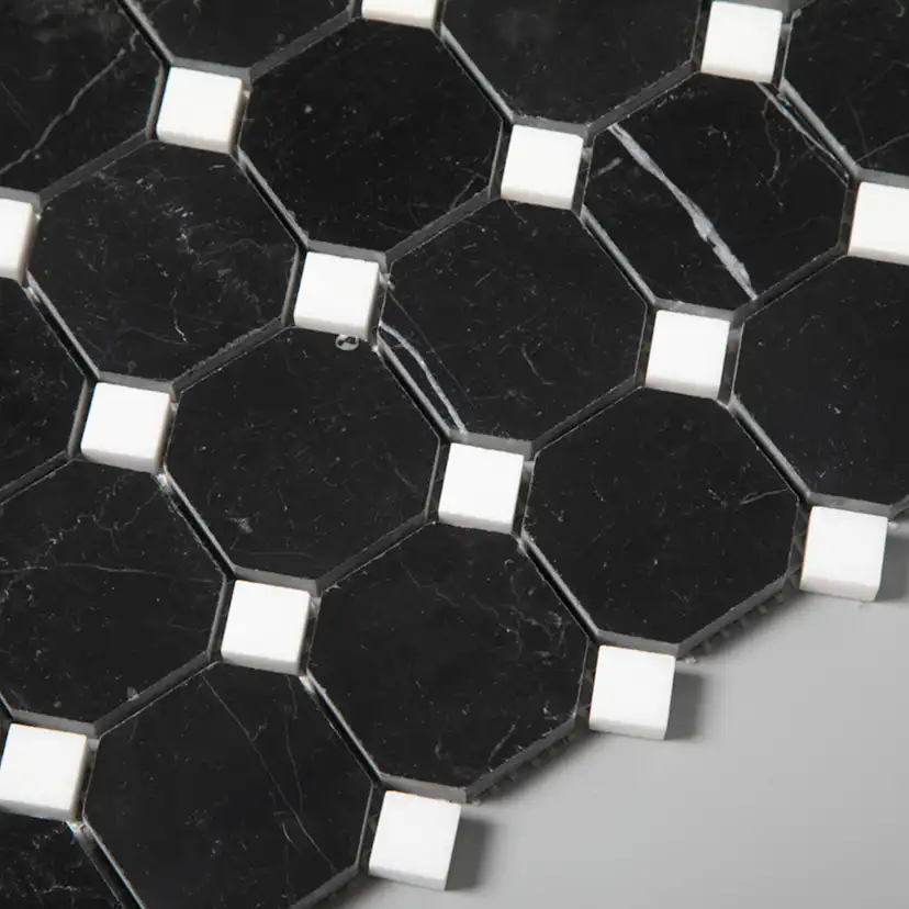 Natursten ArtStone Nero Marquina Octagon Polerad 5x5 cm