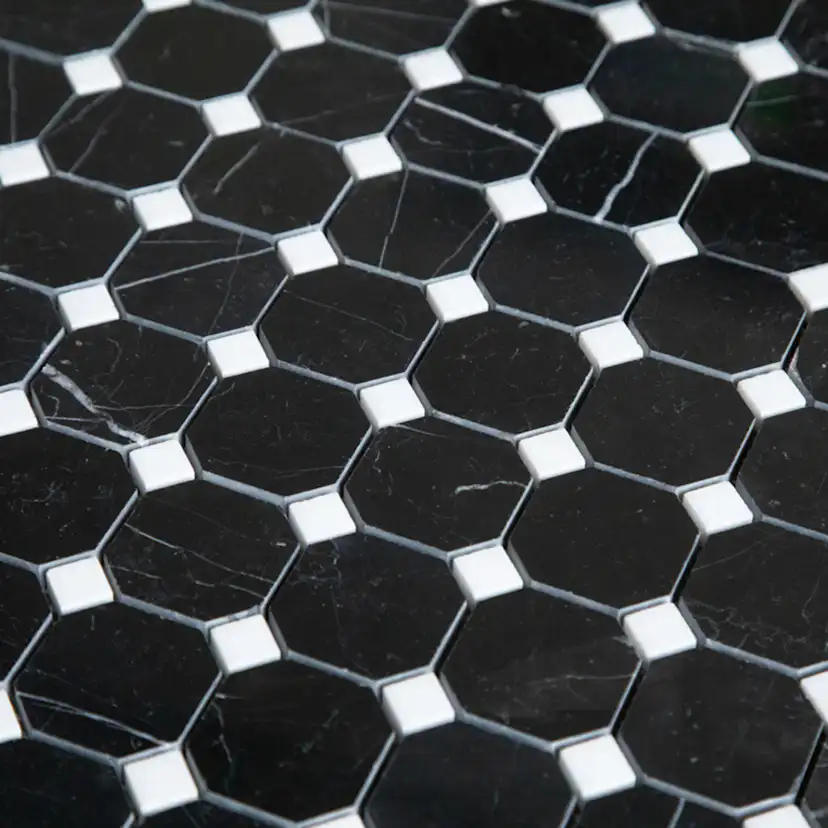 Natursten ArtStone Nero Marquina Octagon Polerad 5x5 cm