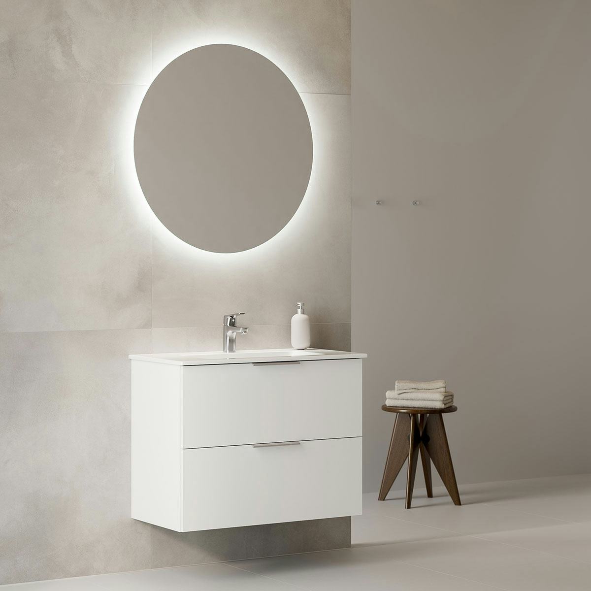 Tvättställsskåp Temal Astra med Tvättställ och Spegel Halo