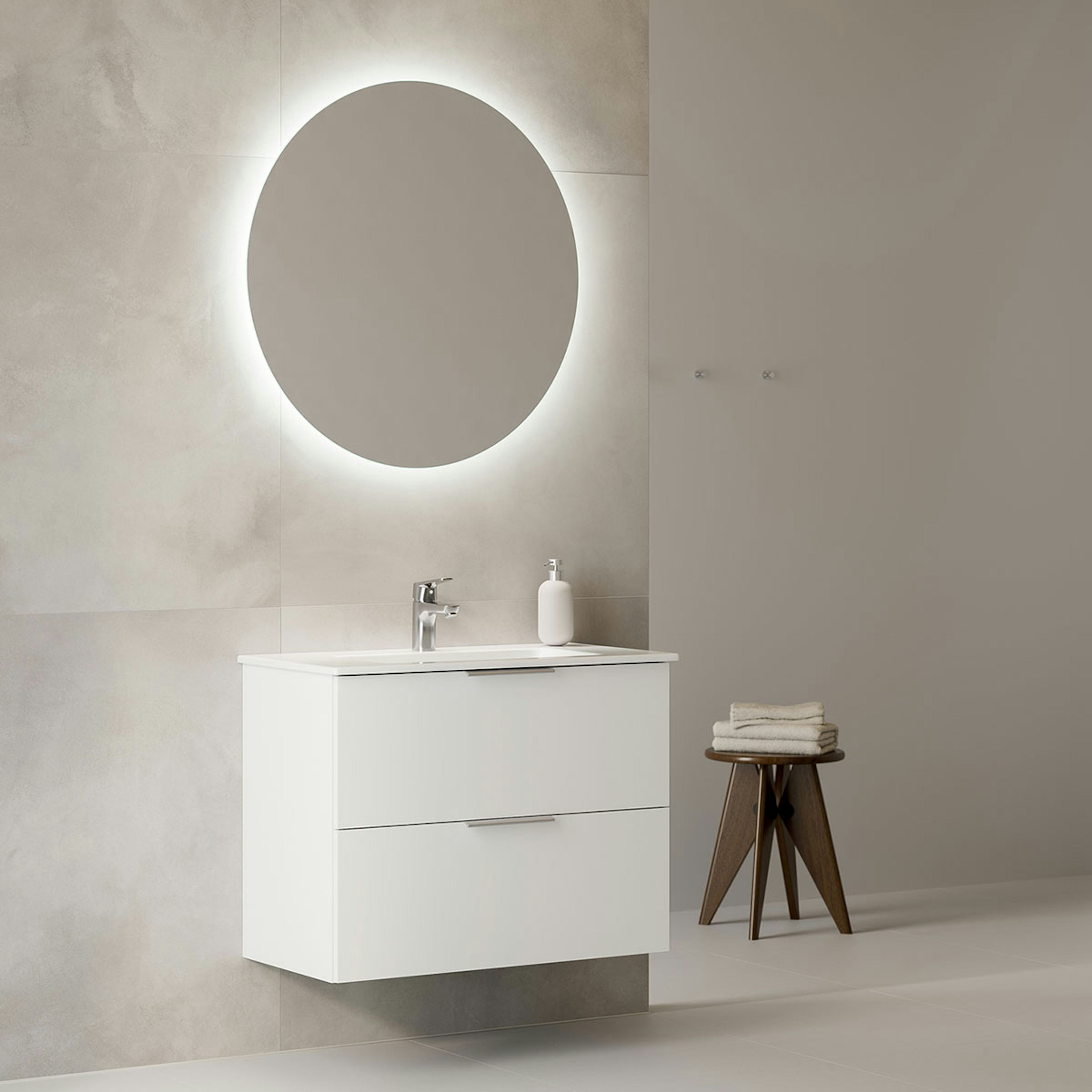 Tvättställsskåp Temal Astra med Tvättställ och Spegel Halo