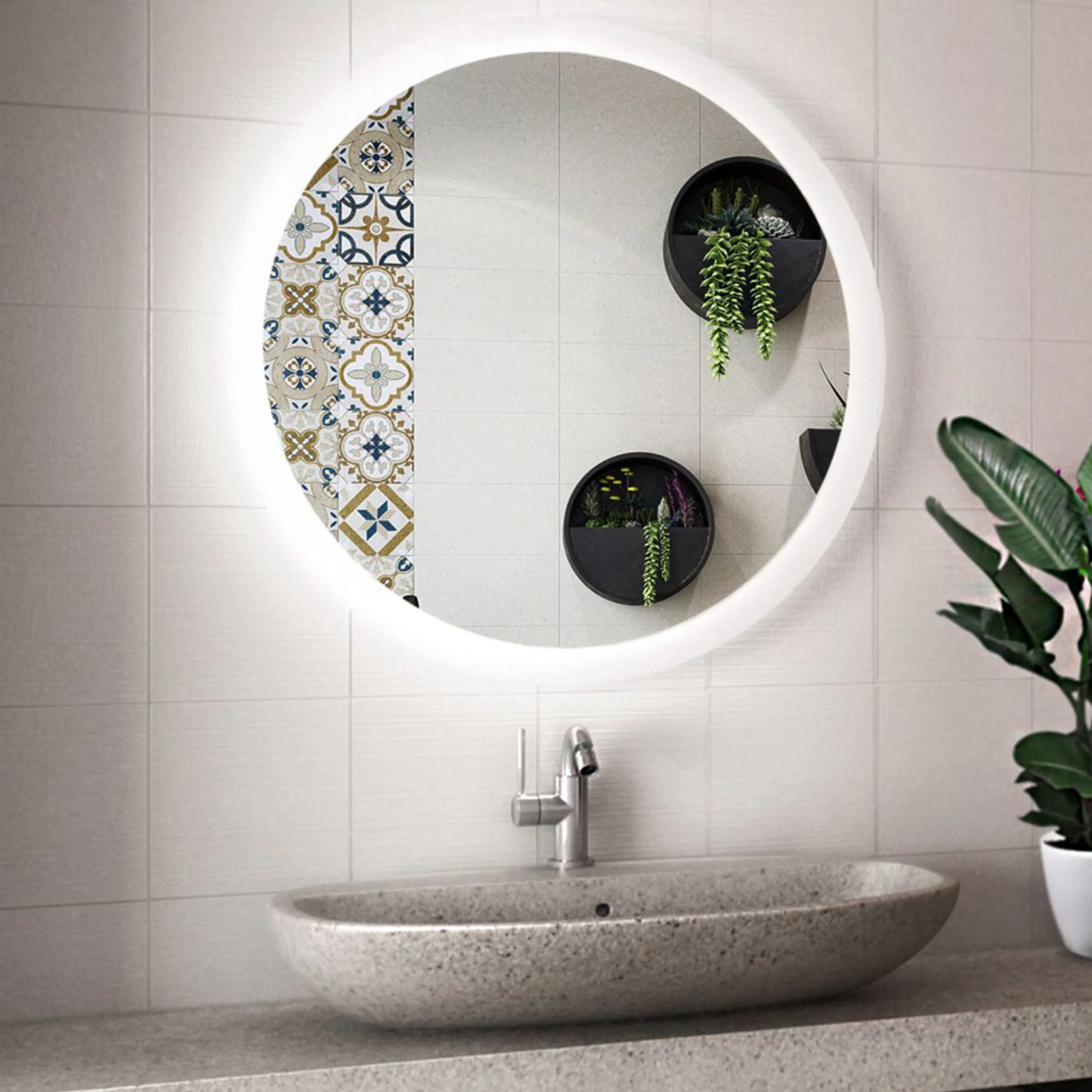 Spegel Vidi Atum Rund med LED-belysning